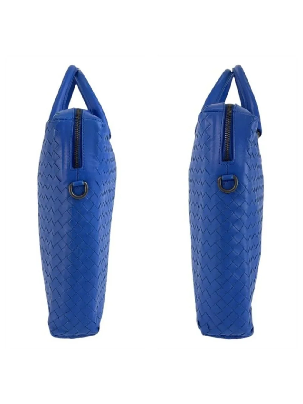 Bottega Veneta Intrecciato Blue Leather Business Bag